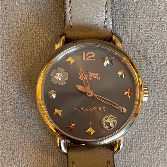 Coach Taupe Leather Strap Watch with Grey Sunray Dial - Picture 3 of 12